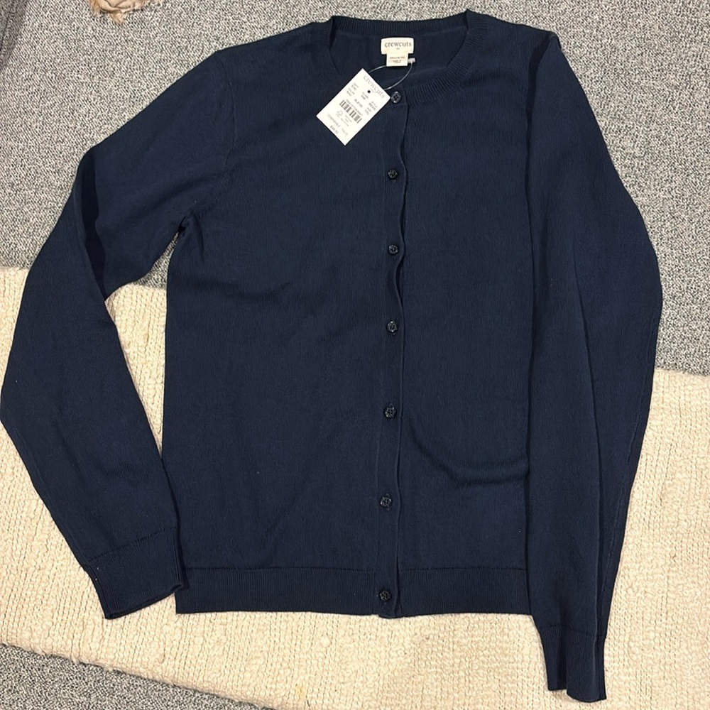 Girls Navy blue CrewCuts by J Crew Cardigan Sweater, nwt, XXL